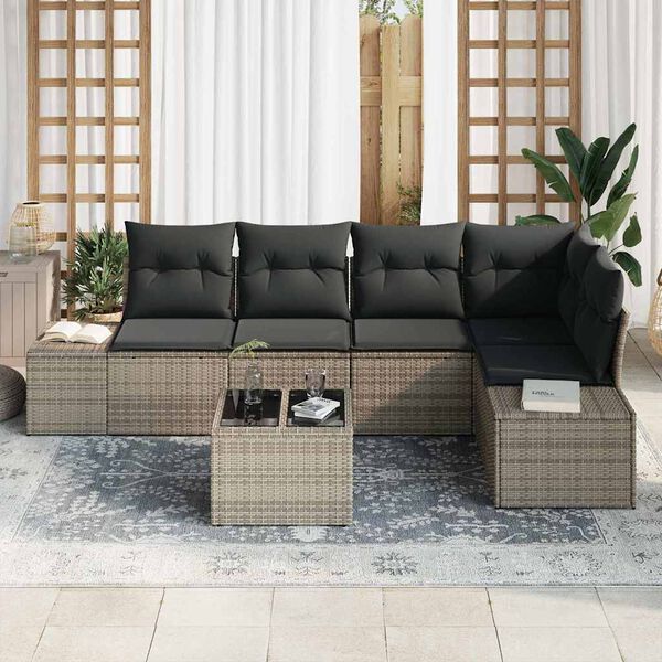 vidaXL Gartensofa-set 6 pcs Grau Poly-Rattan