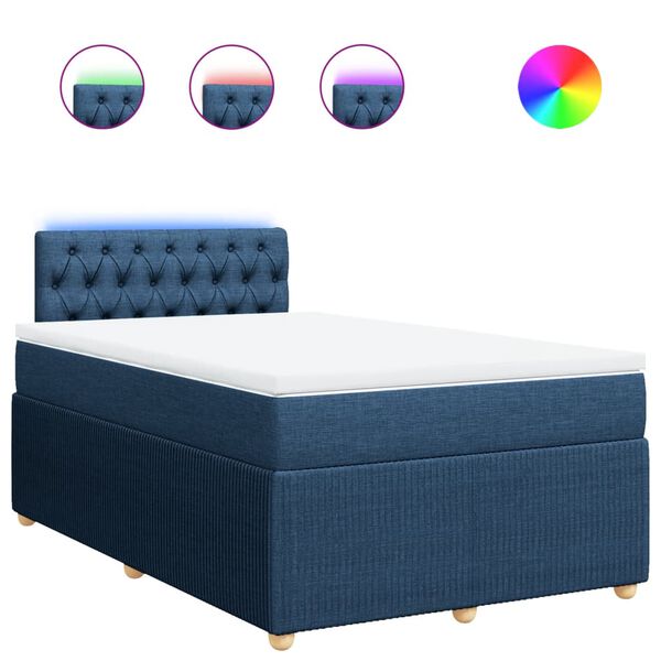 vidaXL Boxspringbett mit Matratze Blau 120x200 cm Stoff