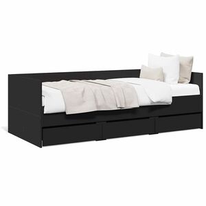 vidaXL Tagesbett mit Schubladen ohne Matratze Schwarz 75x190 cm