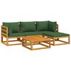 vidaXL 5-tlg. Garten-Lounge-Set mit Gr&uuml;nen Kissen Massivholz