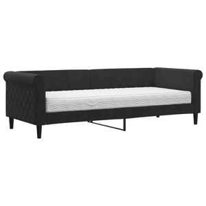 vidaXL Tagesbett mit Matratze Schwarz 80x200 cm Samt