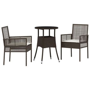 vidaXL Garten Essgruppe 3 pcs Braun Poly-Rattan