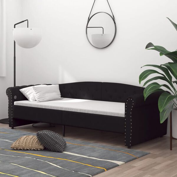vidaXL Tagesbett mit Matratze USB Schwarz Stoff 90x200 cm