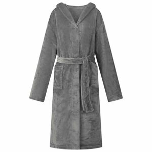vidaXL Bademantel Hoodie Dunkelgrau L Flanell