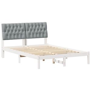 vidaXL Bettrahmen Hellgrau 140 x 200 cm Massives Kiefernholz