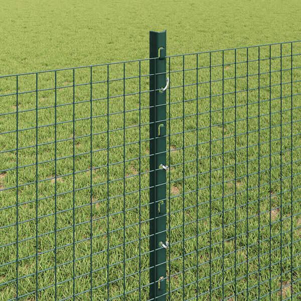 vidaXL Zaun mit Pfosten Gr&uuml;n 0,8 x 10 m Stahl und PVC