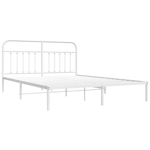 vidaXL Bettgestell mit Kopfteil Metall Wei&szlig; 180x200 cm