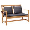 vidaXL Bank mit Kissen 2 pcs Braun und Dunkelgrau Massivholz Teak