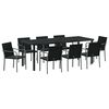 vidaXL Garten Essgruppe 9 stk. Schwarz und Grau PE-Rattan