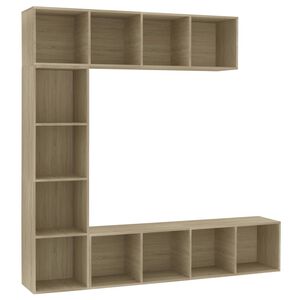 vidaXL 3-tlg. B&uuml;cher-/TV-Schrank Set Sonoma-Eiche 180x30x180 cm