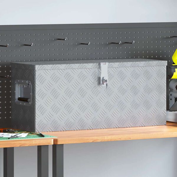 vidaXL Aluminiumkiste 76,5&times;26,5&times;33 cm Silbern