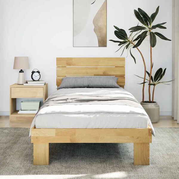 vidaXL Massivholzbett mit Kopfteil ohne Matratze 100x200 cm Eichenholz