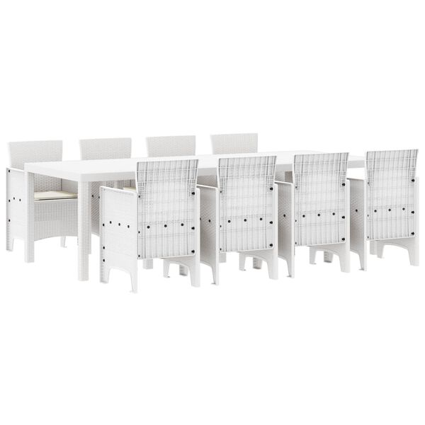 vidaXL Garten Essgruppe 9 pcs Hellgrau Polt Rattan