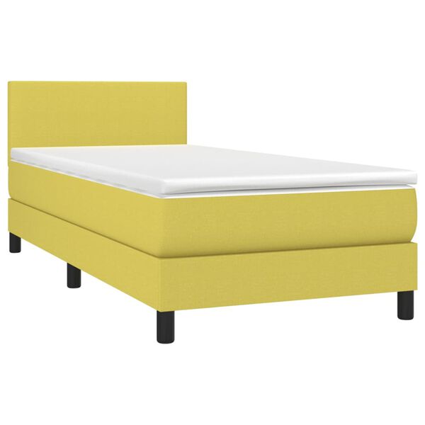 vidaXL Boxspringbett mit Matratze & LED Gr&uuml;n 90x190 cm Stoff