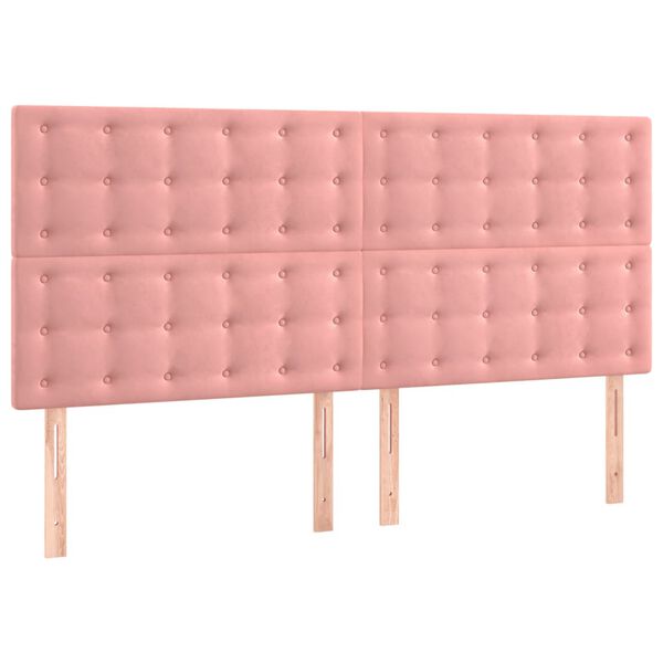 vidaXL Kopfteil Rosa 200 x 5 x 118/128 cm Samt