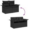 vidaXL Garten-Sofa-Set mit Speicher 7 pcs Schwarz Poly Rattan