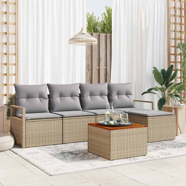 vidaXL Gartensofa-set mit Kissen 6 pcs Beige Poly-Rattan