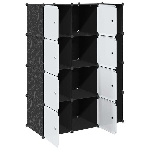 vidaXL Modularer Schrank mit 9 F&auml;chern 109x36,5x143cm Schwarz und Wei&szlig;