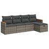 vidaXL 5-tlg. Garten-Sofagarnitur mit Kissen Grau Poly Rattan