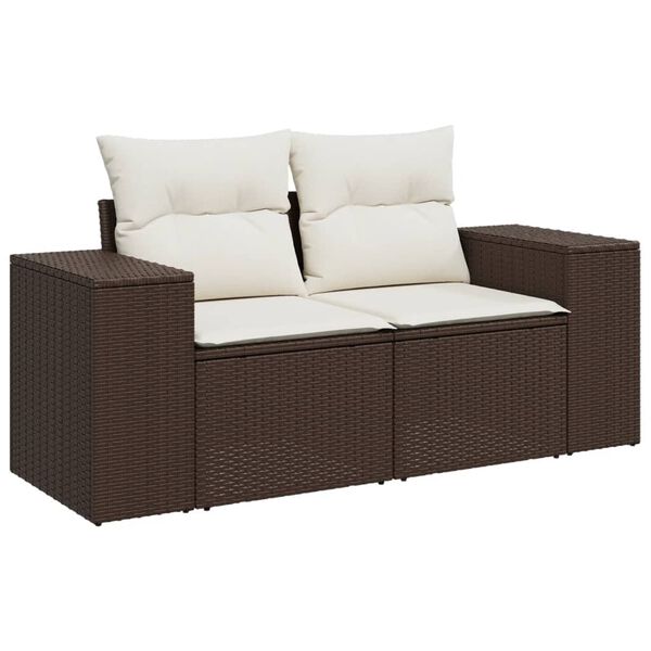 vidaXL 5-tlg. Garten-Sofagarnitur mit Kissen Braun Poly Rattan