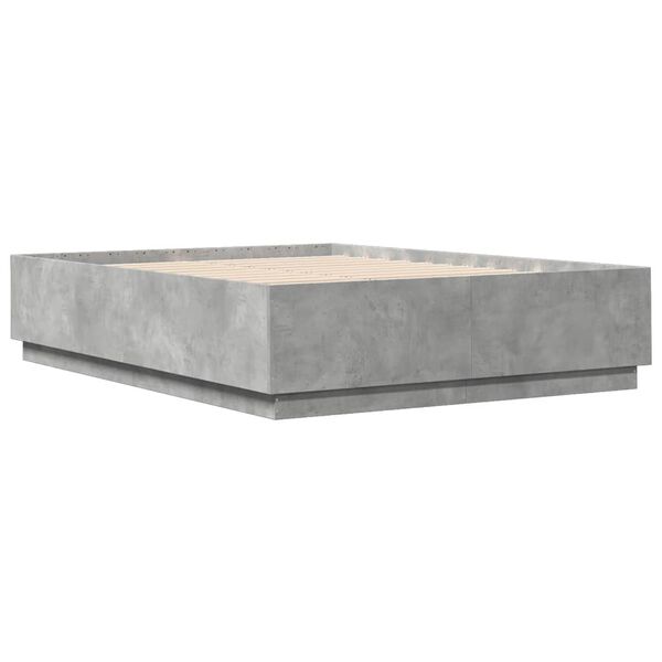 vidaXL Bettgestell mit LED Betongrau 160x200 cm Holzwerkstoff