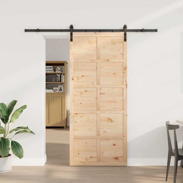 vidaXL Schiebet&uuml;r Braun 100 x 208 cm Massives Kiefernholz