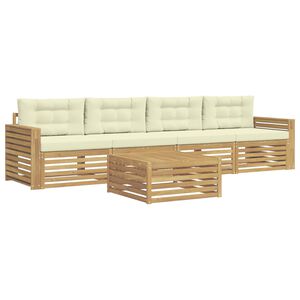 vidaXL Outdoor-Sofagarnitur 5 Stk. Wei&szlig; und Creme Massivholz Akazie