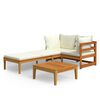 vidaXL 3-tlg. Garten-Lounge-Set mit Cremewei&szlig;en Kissen Massivholz Akazie
