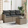 vidaXL 4-tlg. Garten-Sofagarnitur mit Kissen Grau Poly Rattan