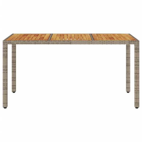 vidaXL Gartentisch mit Akazienholz-Platte Grau 150x90x75cm Poly Rattan
