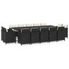 vidaXL 15-tlg. Garten-Essgruppe mit Kissen Poly Rattan Schwarz