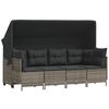 vidaXL 5-tlg. Garten-Sofagarnitur mit Kissen Grau Poly Rattan