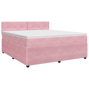 vidaXL Boxspringbett mit Matratze mit Kopfteil Rosa 140 x 190 cm Samt