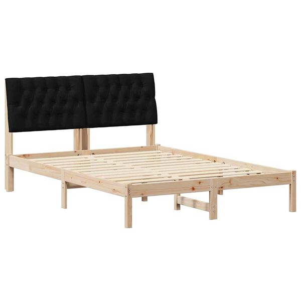 vidaXL Bettgestell mit gepolstertem Kopfteil Braun 135 x 190 cm