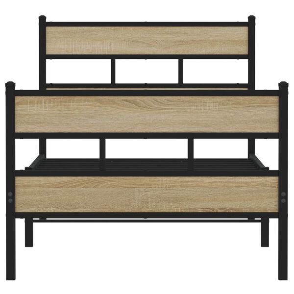 vidaXL Metallbett ohne Matratze Sonoma-Eiche 75x190 cm