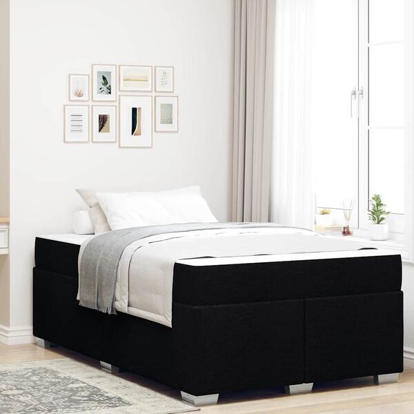 vidaXL Bettrahmen mit Matratze Schwarz 120 x 200 cm Stoff