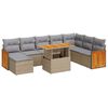vidaXL 9-tlg. Garten-Sofagarnitur mit Kissen Beige Poly Rattan Akazie