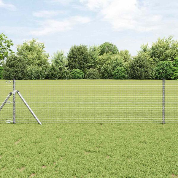 vidaXL Geschwei&szlig;ter Drahtzaun Silber 0,6 x 25 m