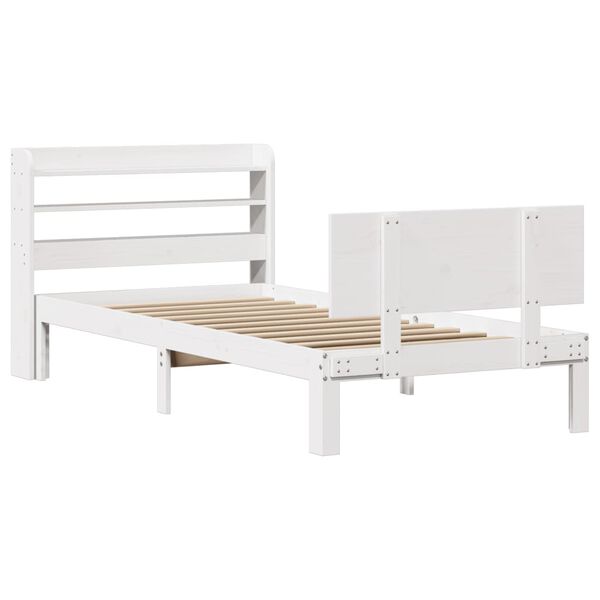 vidaXL Bettgestell mit Kopfteil ohne Matratze Wei&szlig; 90x190 cm