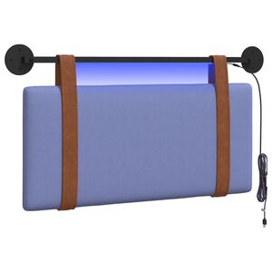vidaXL H&auml;ngendes Kopfteil Mit LED Licht Jeans blau Antikes PU