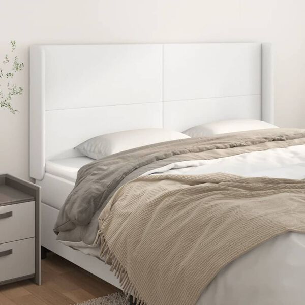 vidaXL Kopfteil mit Ohren Wei&szlig; 183x16x118/128 cm Kunstleder