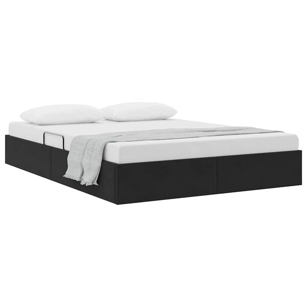 vidaXL Aufbewahrungsbett mit Kopfteil Schwarz 135 x 190 cm Samt