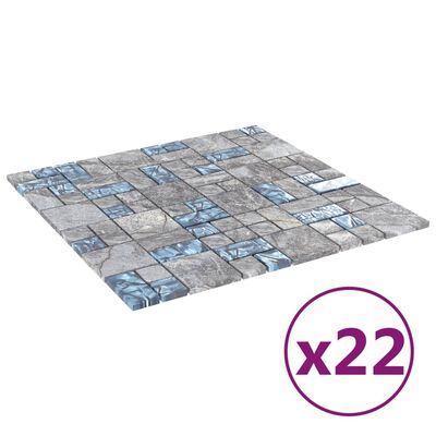 vidaXL Mosaikfliesen 22 Stk. Grau Blau 30x30 cm Glas