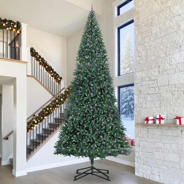 vidaXL K&uuml;nstlicher vorbeleuchteter Weihnachtsbaum mit Kugelset 500 cm