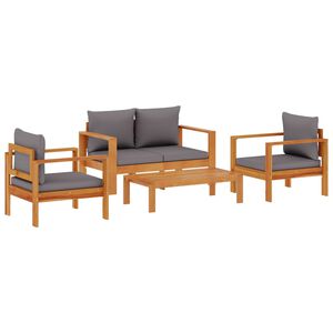 vidaXL 4-tlg. Garten-Sofagarnitur mit Kissen Massivholz Akazie