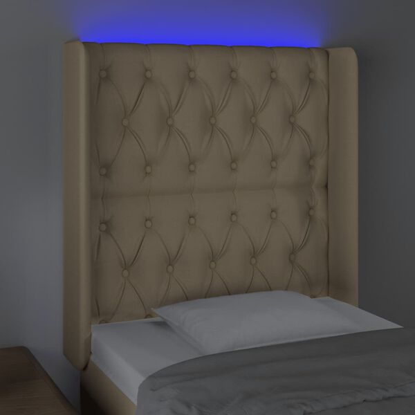 vidaXL LED Kopfteil Creme 83x16x118/128 cm Stoff