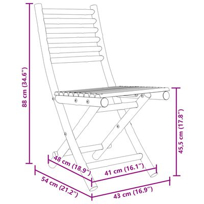 vidaXL Gartenstühle 2 Stk. Klappbar 43x54x88 cm Bambus