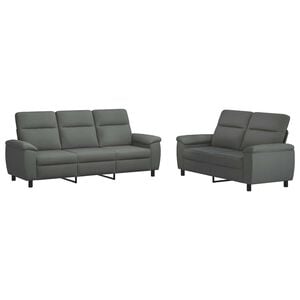 vidaXL Sofa-Set 2 pcs Dunkelgrau Stoff