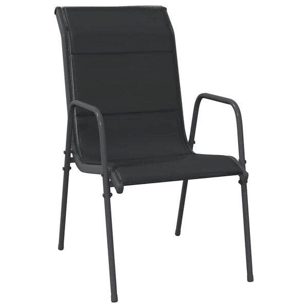 vidaXL Gartenst&uuml;hle 6 Stk. Stahl und Textilene Schwarz