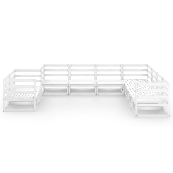 vidaXL 9-tlg. Garten-Lounge-Set Wei&szlig; Kiefer Massivholz